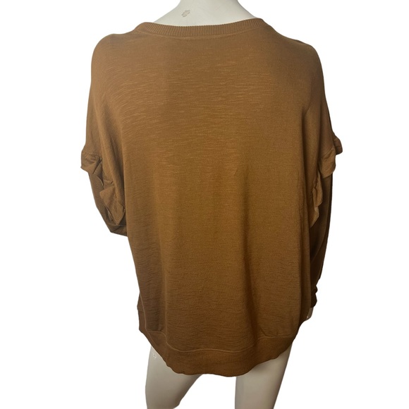 Walnut Brown crew neck Long Ruffle Sleeve Top - Picture 6 of 9